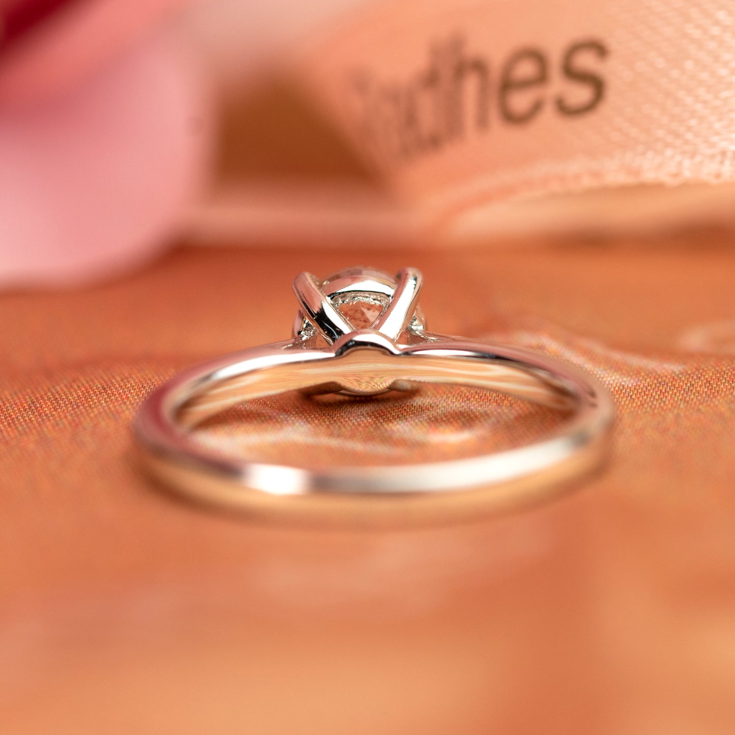 Simple 1 carat Round Cut Red Strawberry Quartz Plain Shank 4 Prong Solitaire Engagement Ring in White Gold