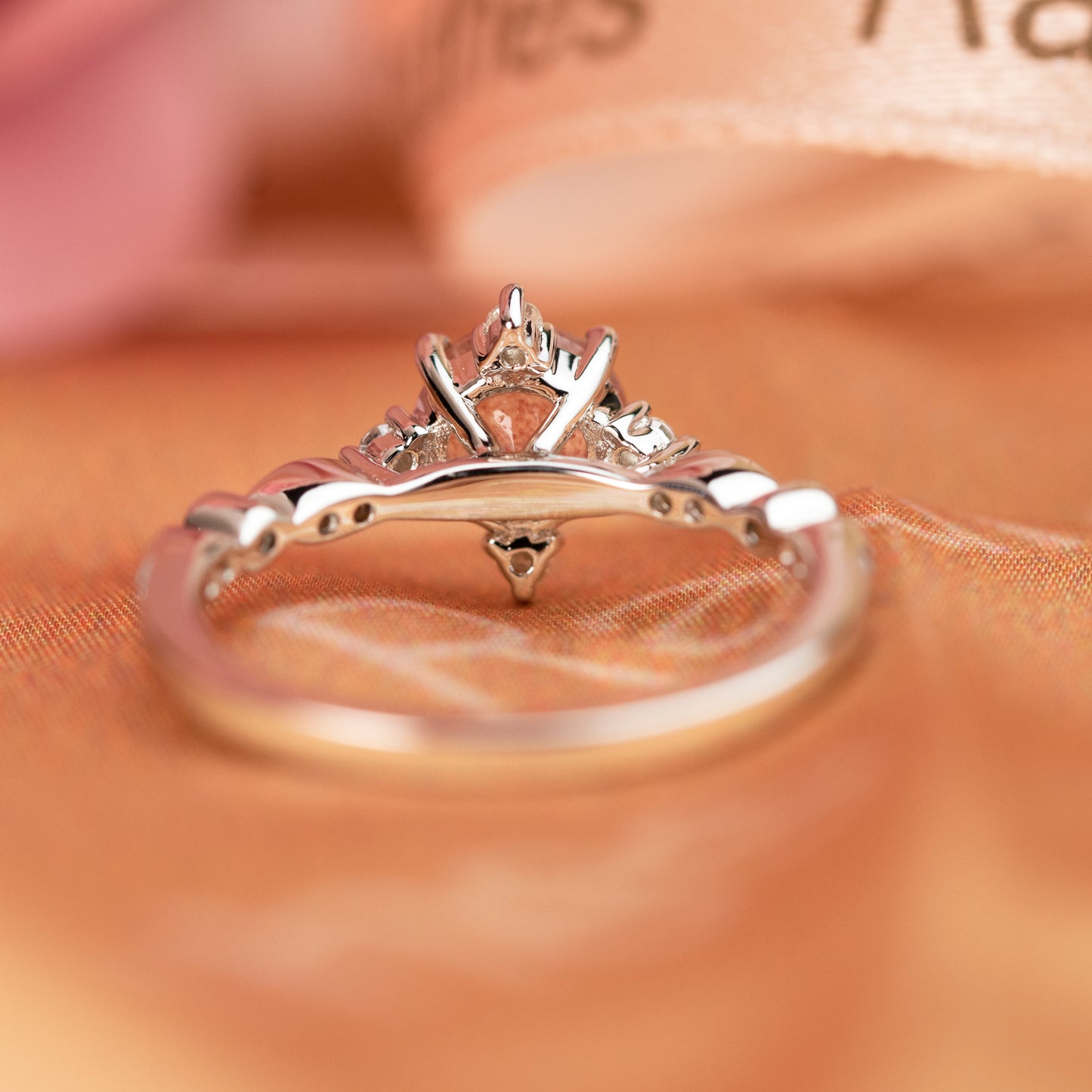 Petite Star 1.25 carat Round Cut Red Strawberry Quartz and Diamond Marquise and Dot Bezel Engagement Ring for Women in White Gold