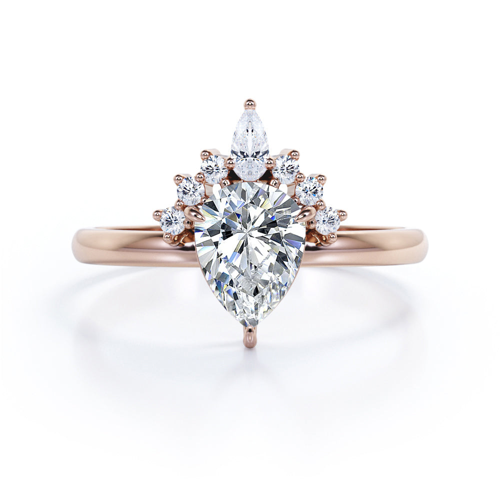 Pear-Shaped Diamond Crown 14K Rose Gold Engagement Ring