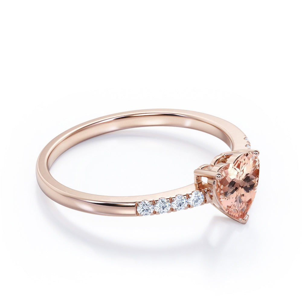 Romantic 1.25 carat Heart Shaped Morganite and diamond eternity engagement ring in Rose gold