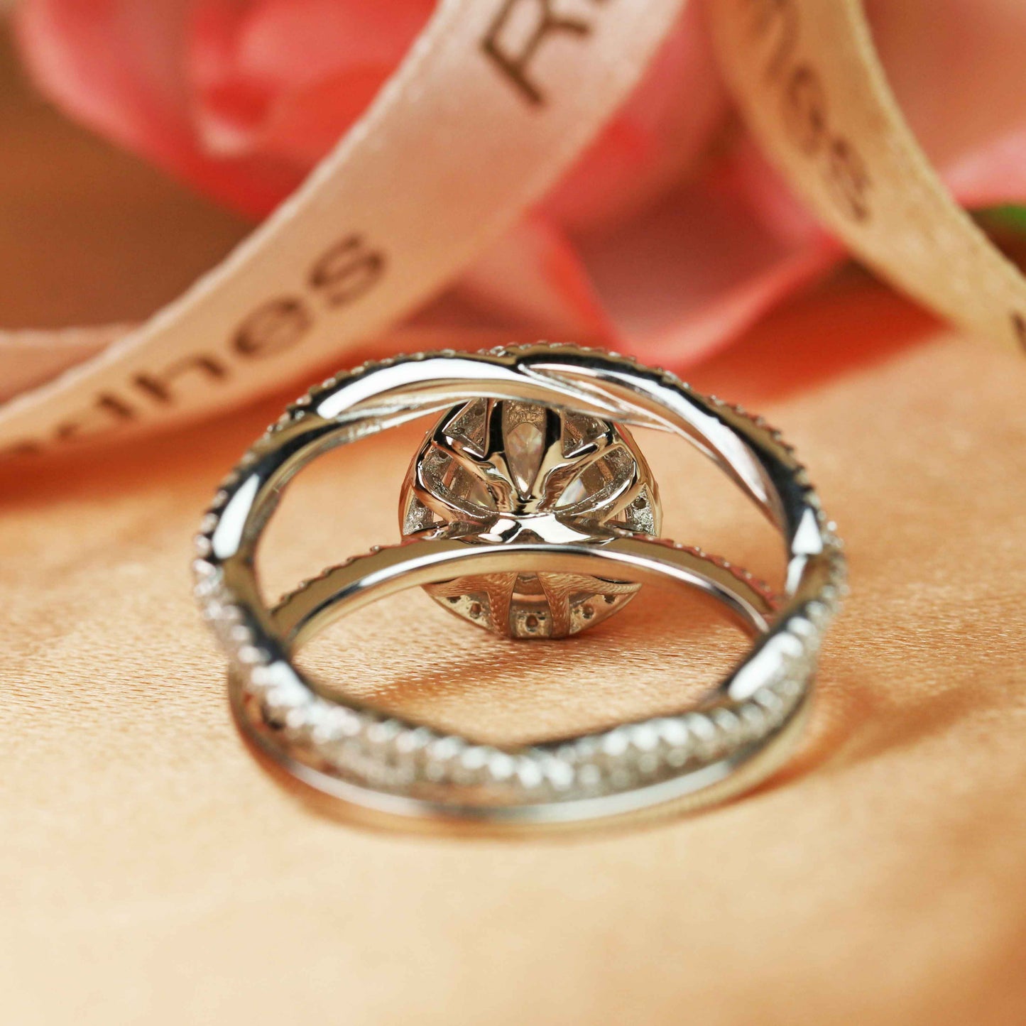 Vintage Halo set 1.75 carat pear shape Moissanite and Diamond Bridal Wedding Set in Gold