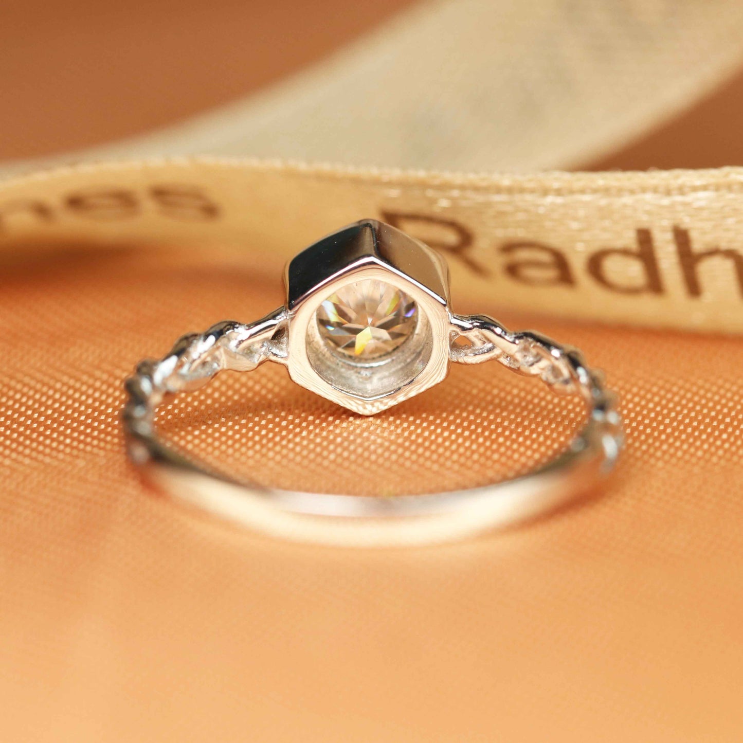 1 carat Round Cut Moissanite Solitaire Bezel Set Engagement Ring in Gold