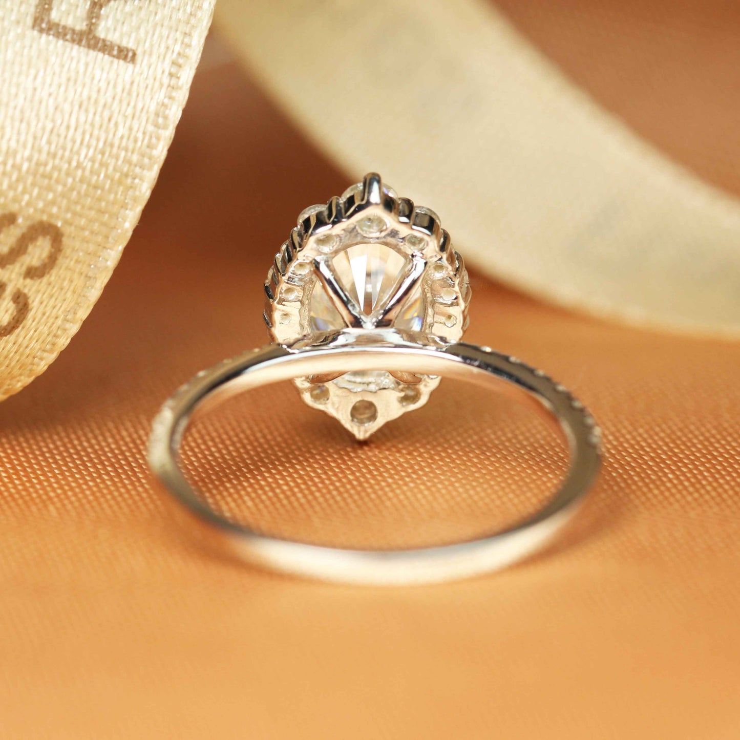 Vintage 1.3 carat oval cut Moissanite Halo Engagement Ring in White Gold