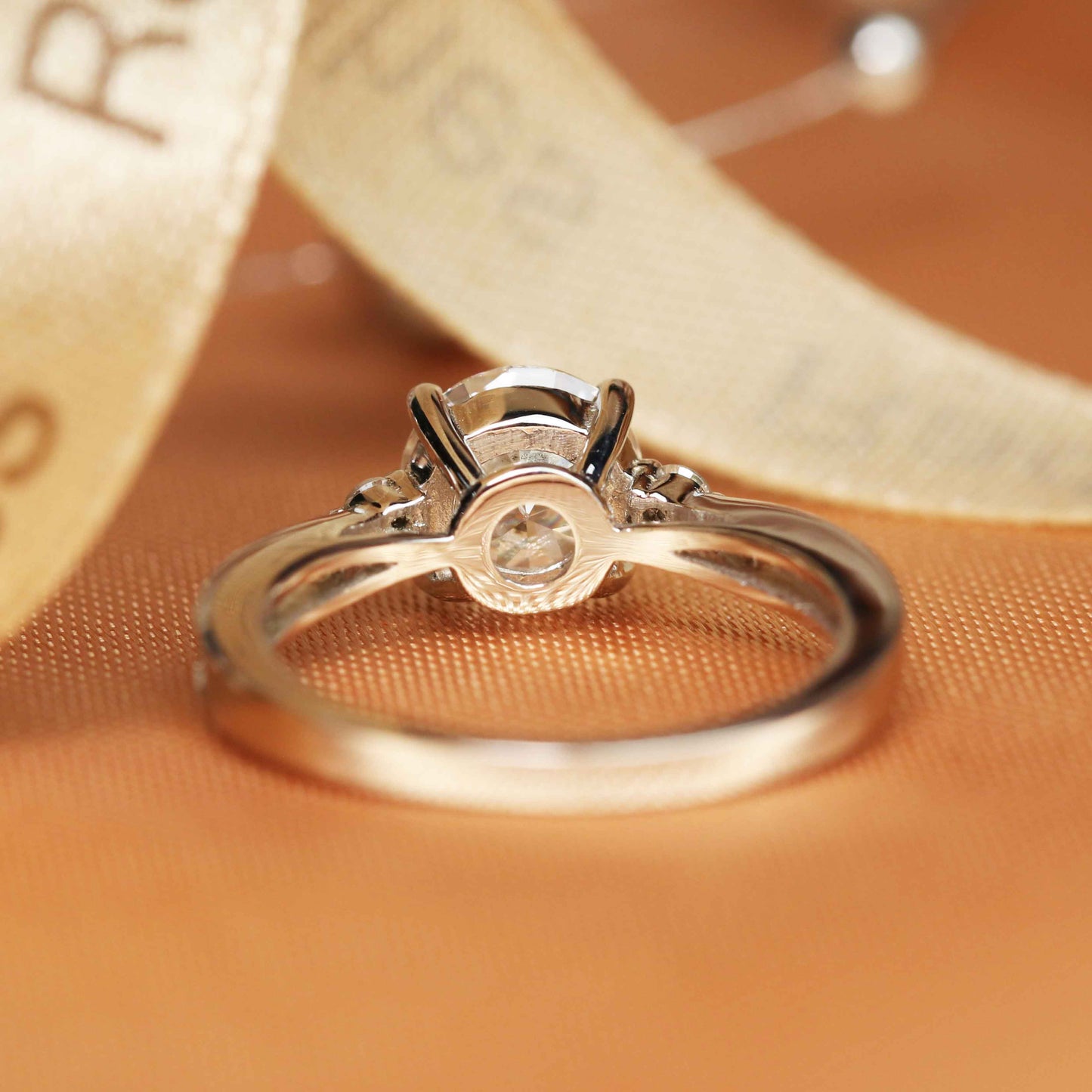 Vintage three stone 1.15 carat Round cut Moissanite Engagement Ring in Gold