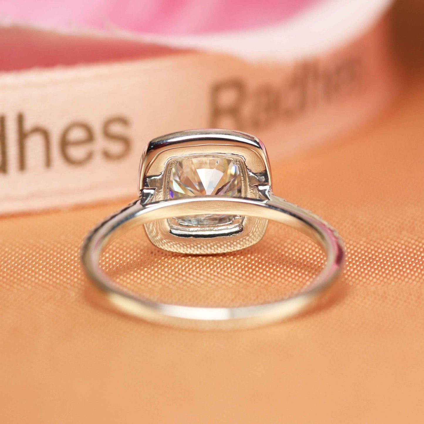 Unique 1.35 carat cushion cut Moissanite Halo Engagement Ring in Gold