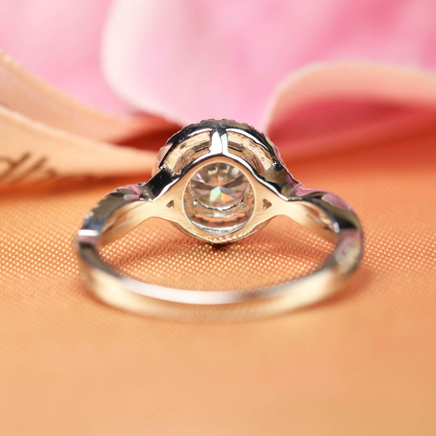 Unique 1.4 carat Round cut Moissanite Engagement Ring in Gold