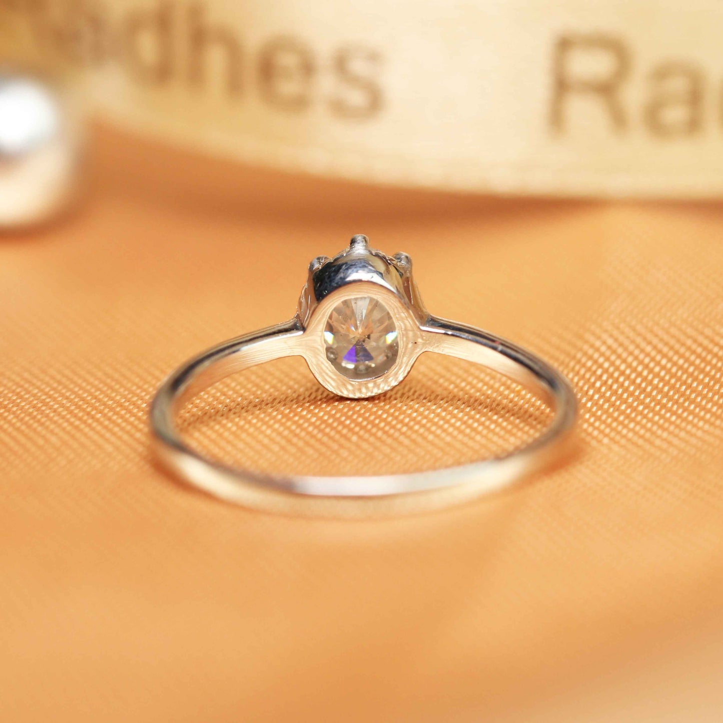 Solitaire bezel set 1 carat oval cut Moissanite vintage Engagement Ring in Gold