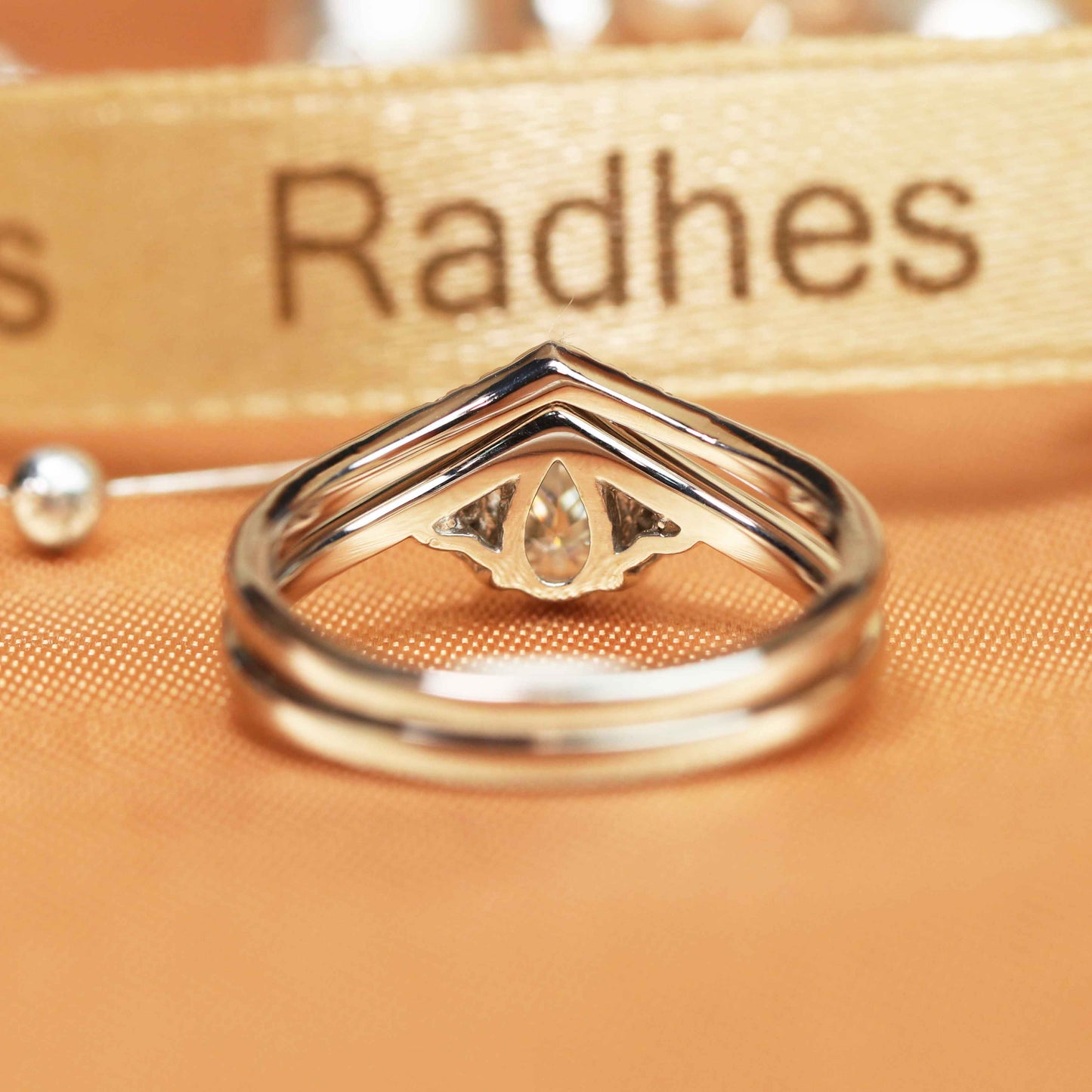 Modern Design 1.1 caratPear Cut Moissanite and Diamond Tiara Wedding Set in Gold