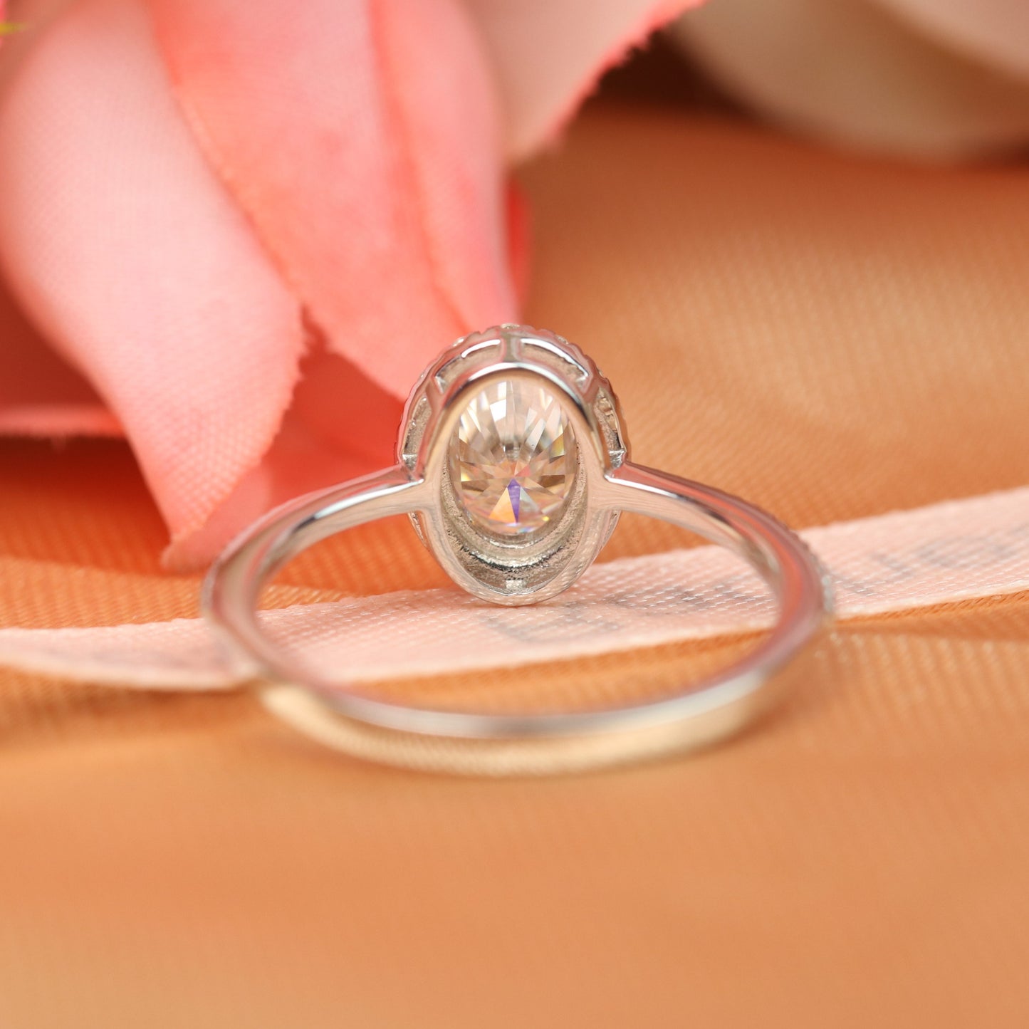 1.15 carat oval cut Moissanite halo classic Engagement Ring in Gold