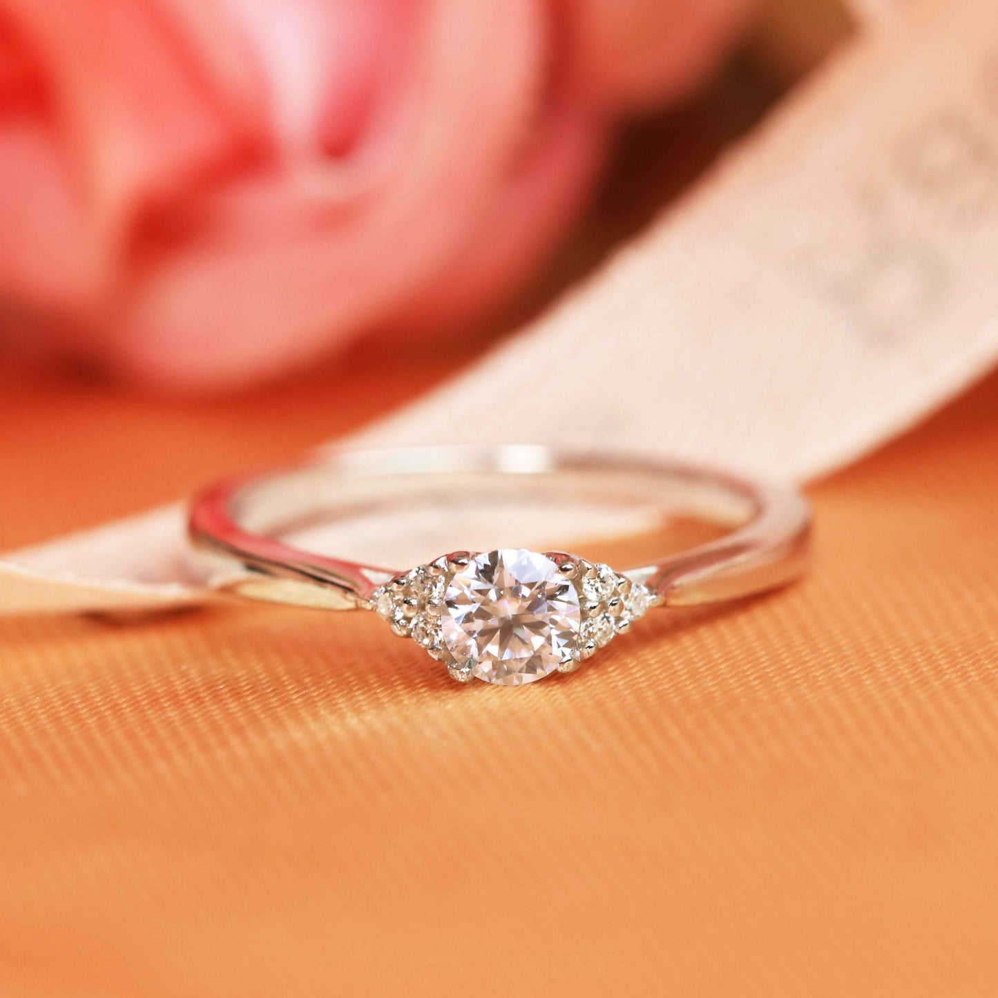 7 stone Unique 1.1 carat Round Cut Moissanite Engagement Ring in Gold