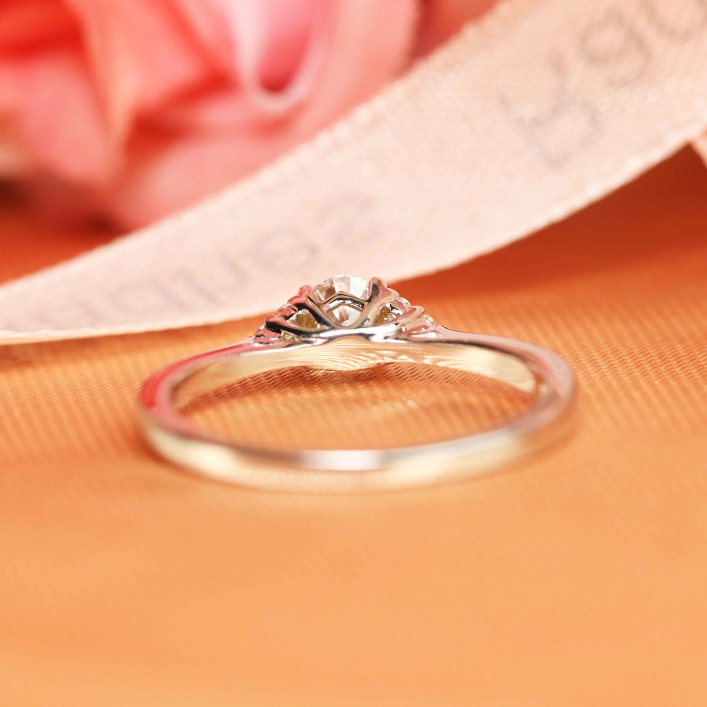 7 stone Unique 1.1 carat Round Cut Moissanite Engagement Ring in Gold