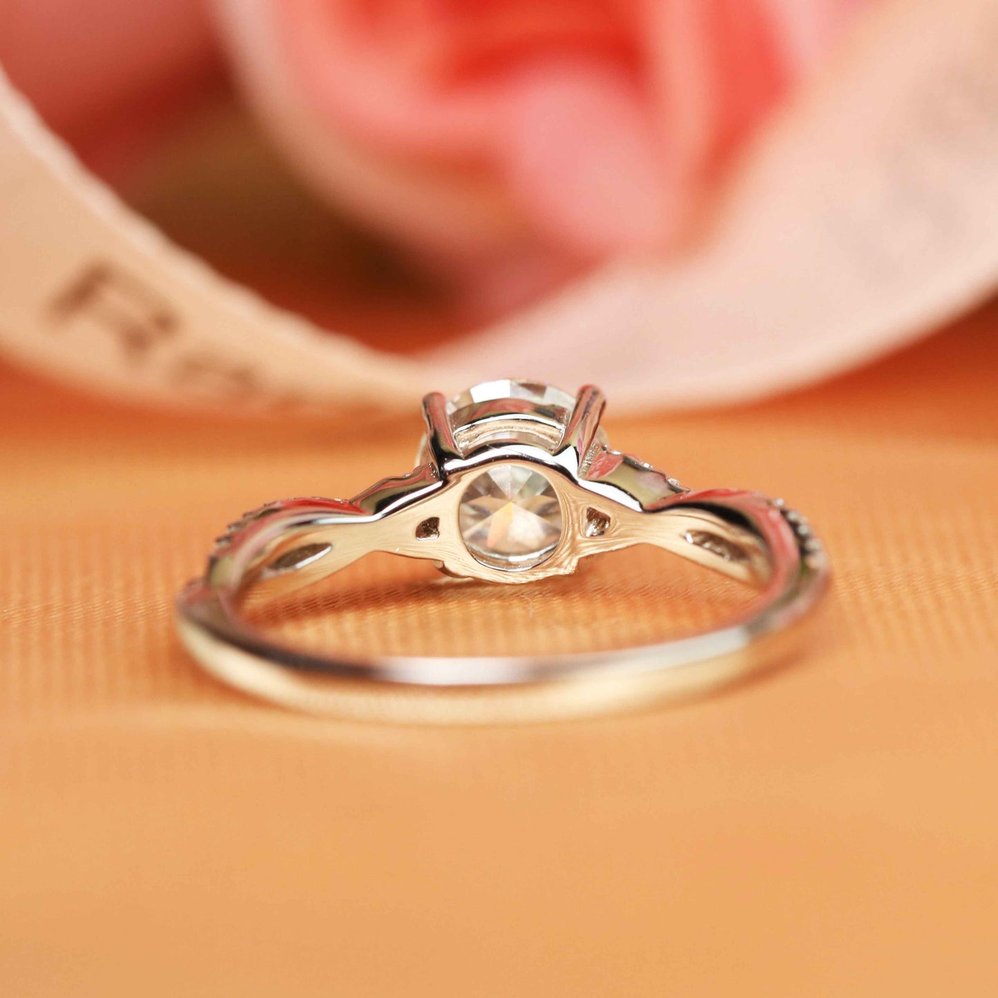 Vintage Infinity 1.25 carat round cut Moissanite Engagement Ring in Gold