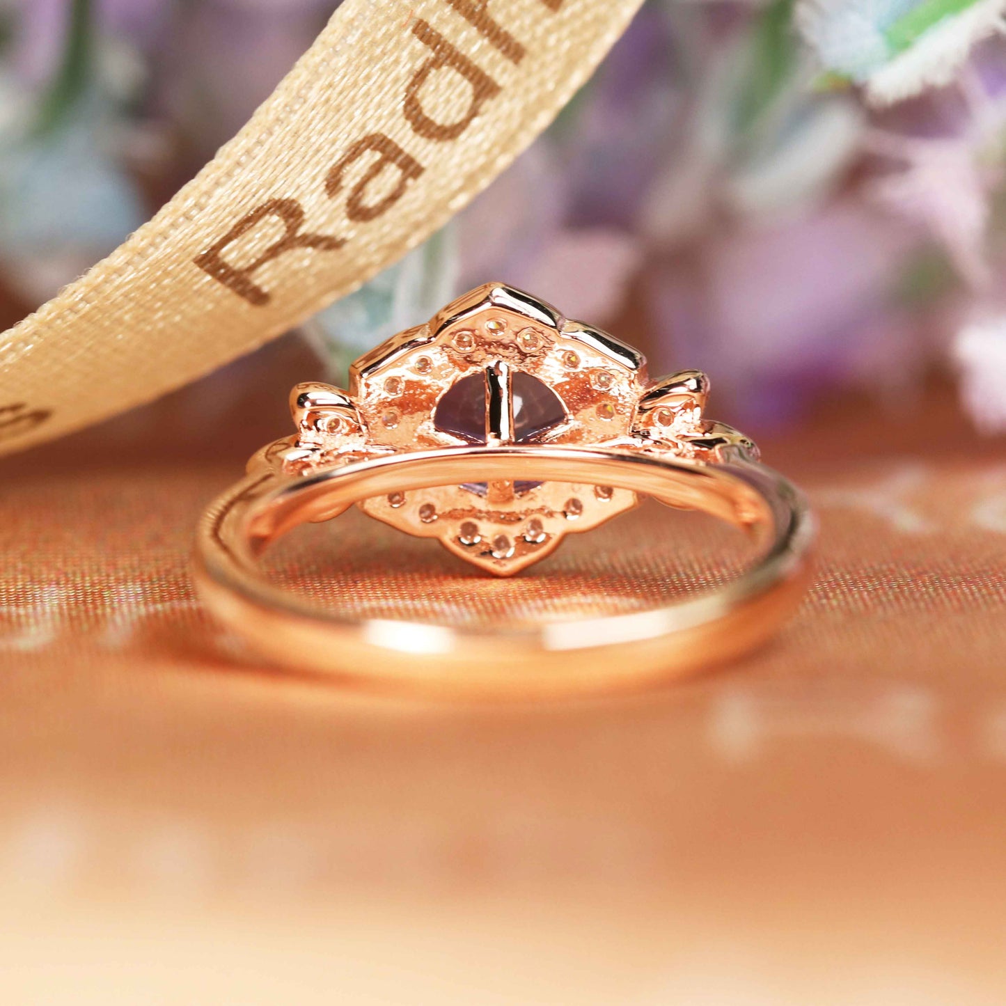 Popular Design 1.25 carat Round Cut Alexandrite Diamond Flower Halo Bridal Ring in Rose Gold