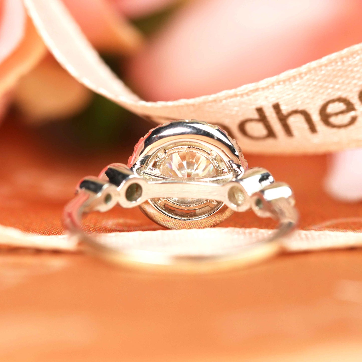 1.2 carat Round cut Halo Moissanite Engagement Ring in Gold