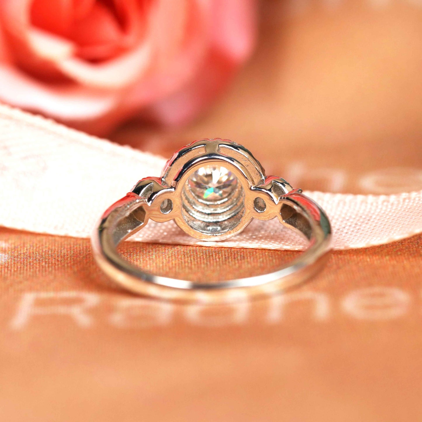 1.2 carat Round cut vintage halo Moissanite Engagement Ring in Gold