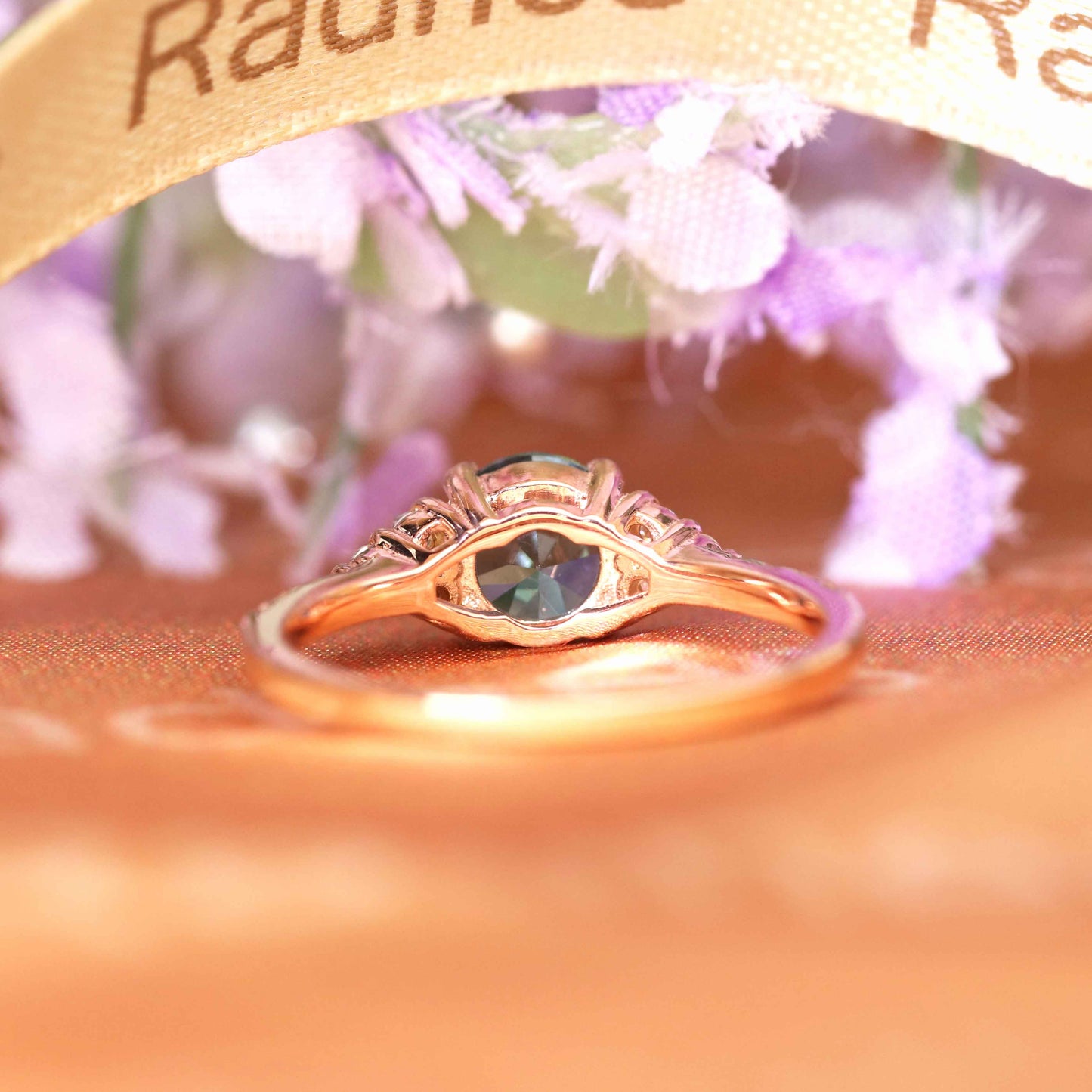 Simple 1.3 carat Round Cut Alexandrite Diamond Accent 7 Stone Ring for Women in Rose Gold