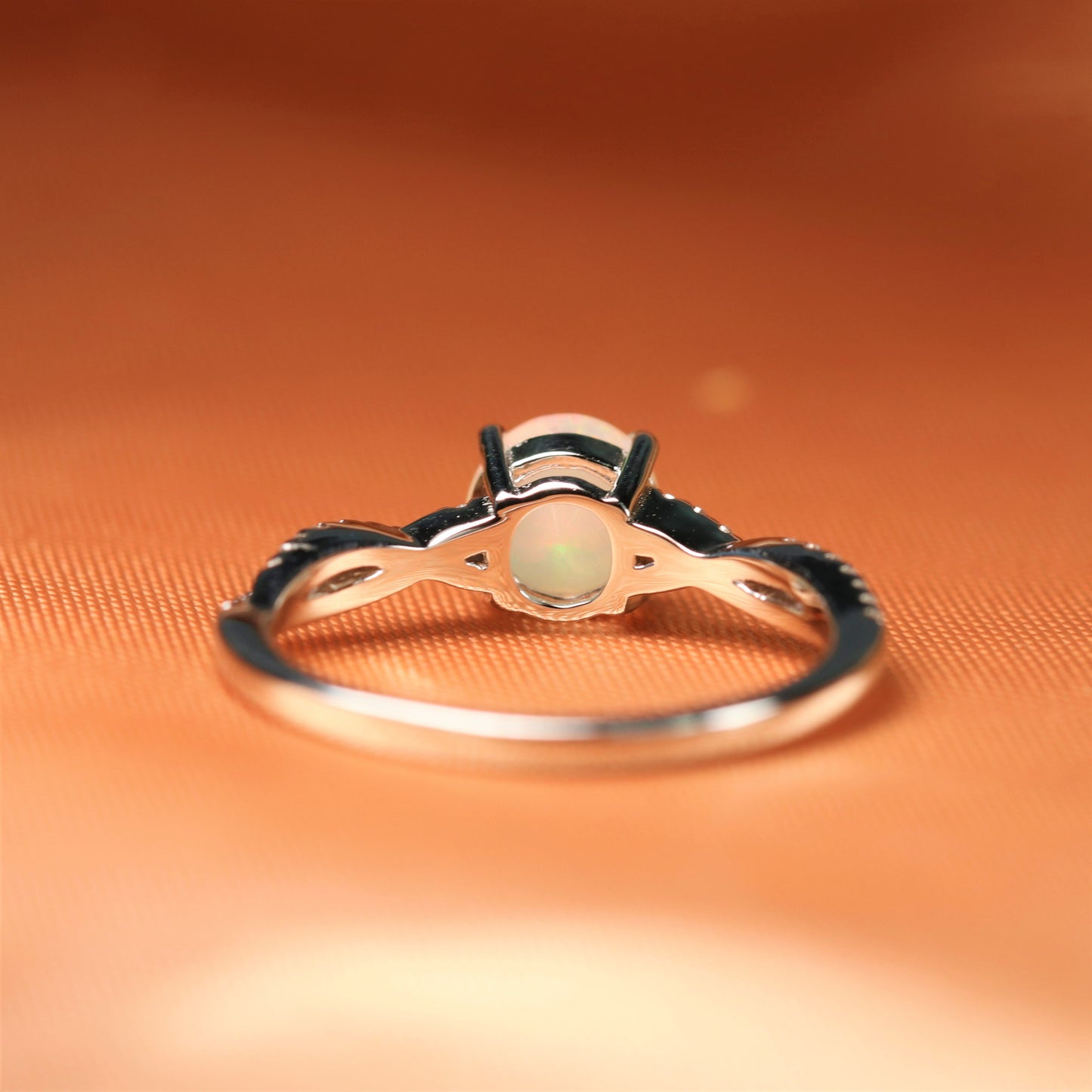 Infinity 1.25 carat Round cut Fire Opal Engagement Ring in Gold