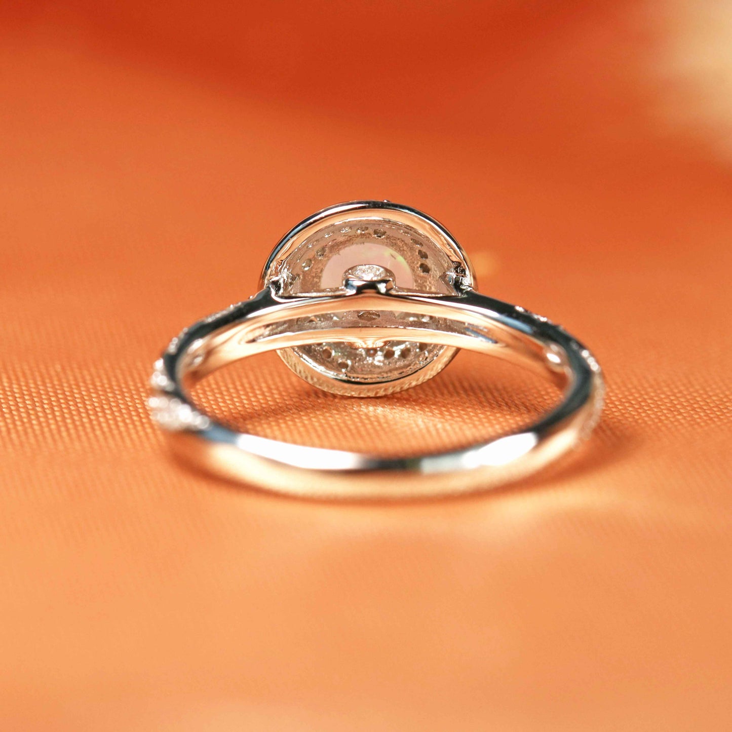 Unique 1.5 Carat Round Cut Fire Opal and Diamond Rope Halo Ring for Women with Diamond Rope Shank in White Gold