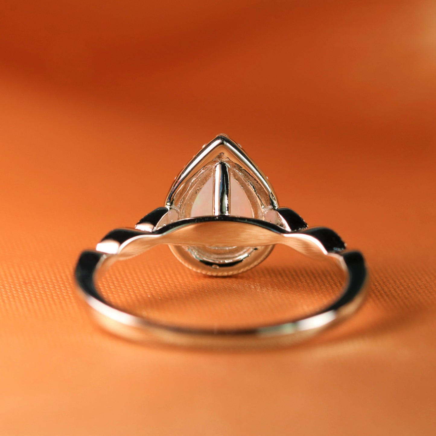 Halo 1.35 Carat Pear Shape Fire Opal Vintage Promise Ring in Gold
