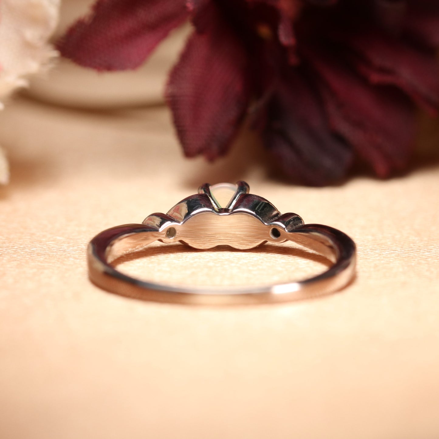 1.25 Carat Round Cut Fire Opal Nature-inspired Milgrain Engagement Ring in Gold