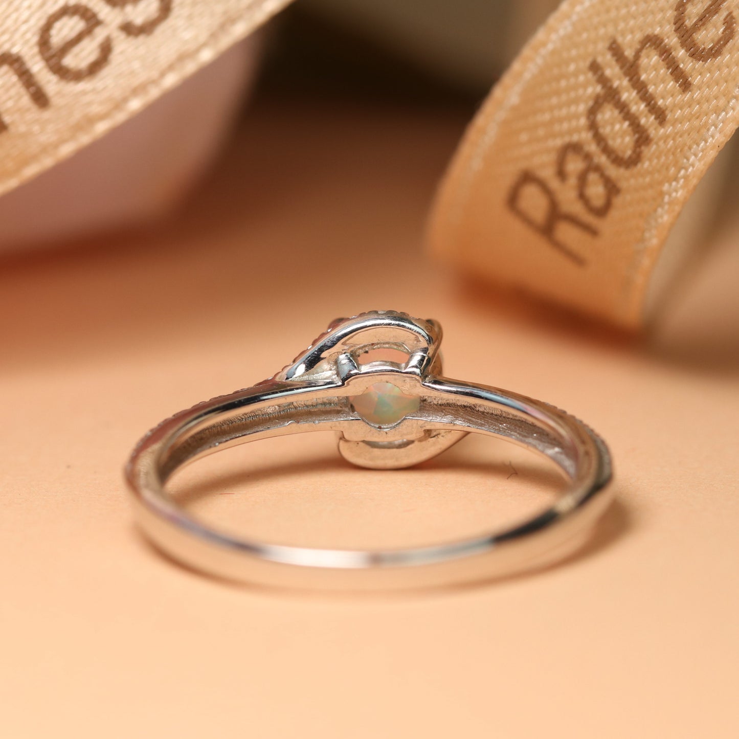 Overlap 1.2 Carat Round Shaped Fire Opal and Diamond Swirl Band Ring in White Gold