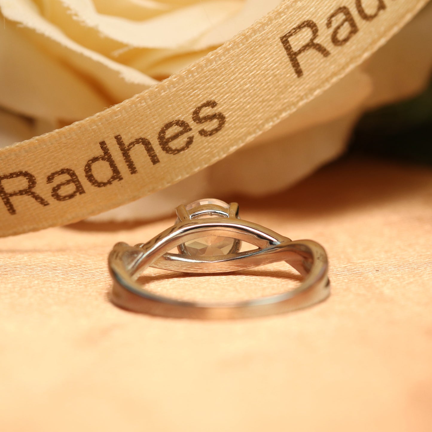 Infinity 1 carat Round Rainbow Moonstone Engagement Ring in Gold