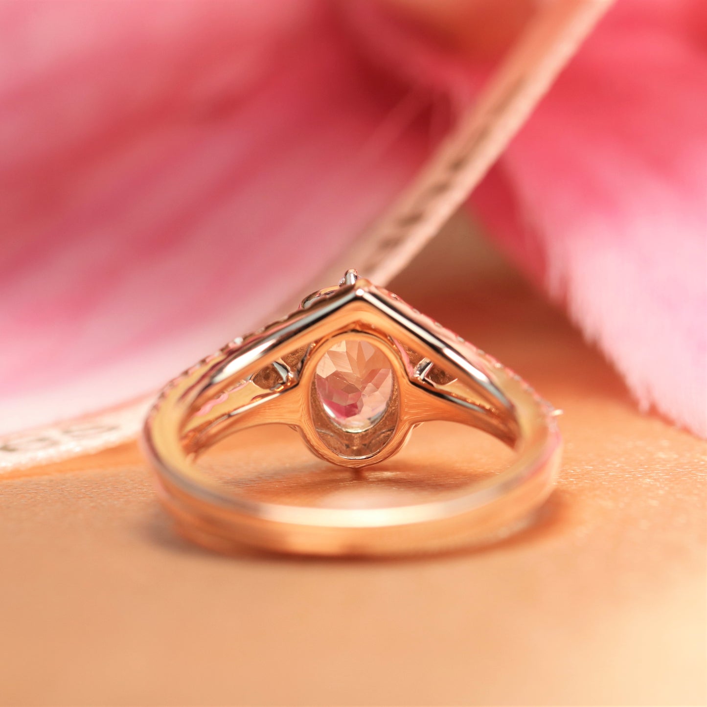 Chevron1.65 carat oval cut moonstone Bridal Ring Set with Diamond Wedding Band in Gold