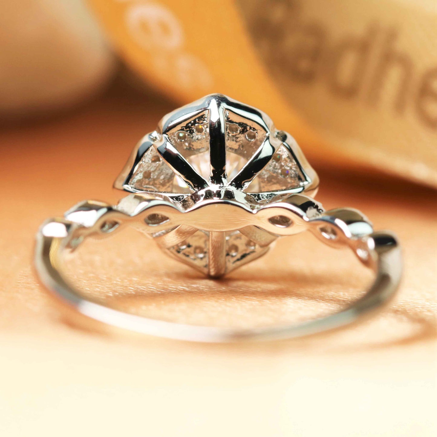 Antique milgrain 1.25 carat Round cut Moissanite Engagement Ring in Gold
