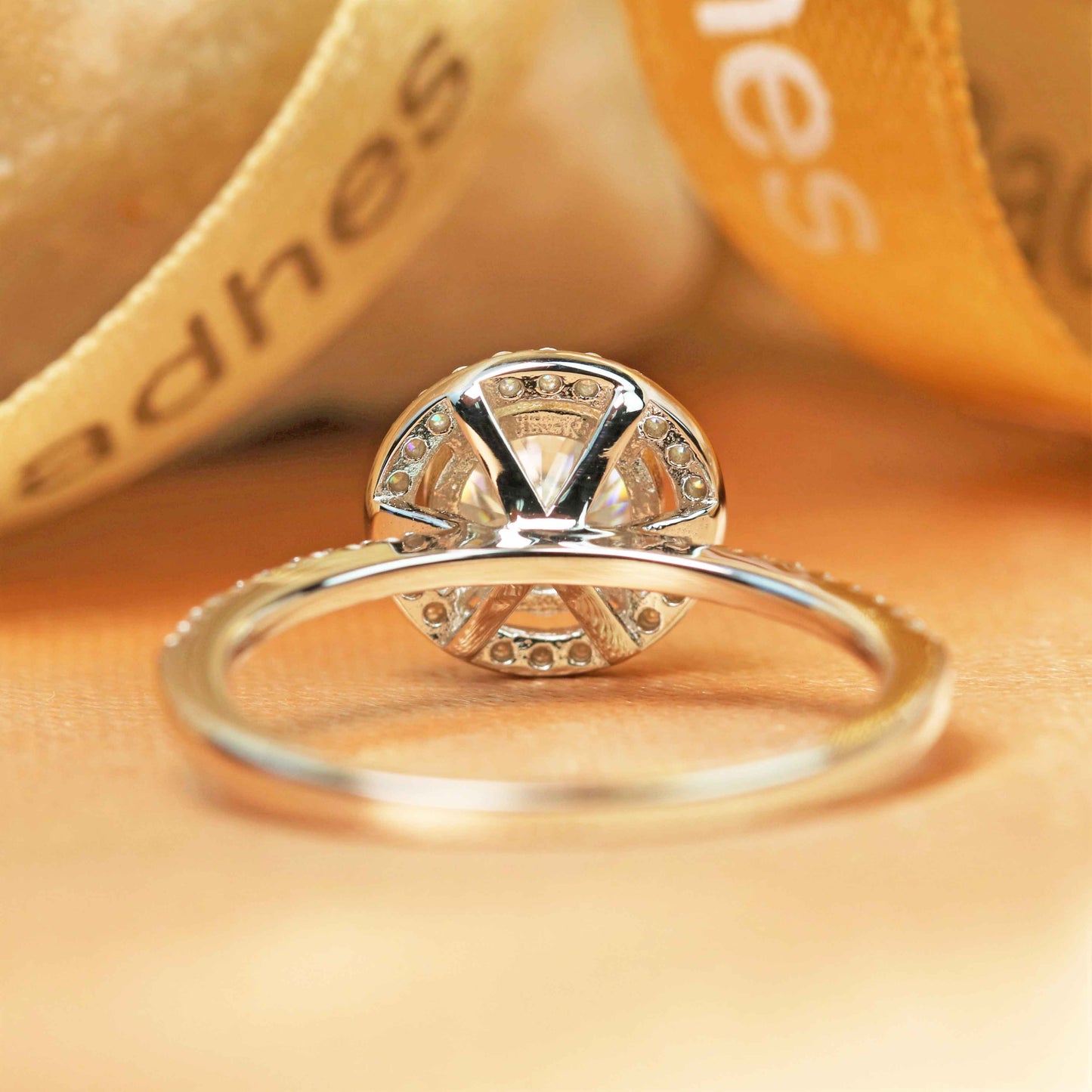 Classic 1.45 carat Round cut Moissanite Halo Engagement Ring in White Gold