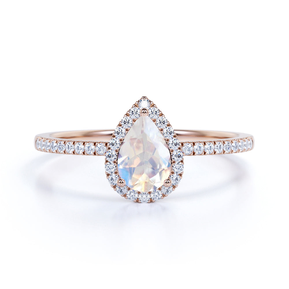 Classic carat Tear Drop Shape Moonstone Promise Ring for Her