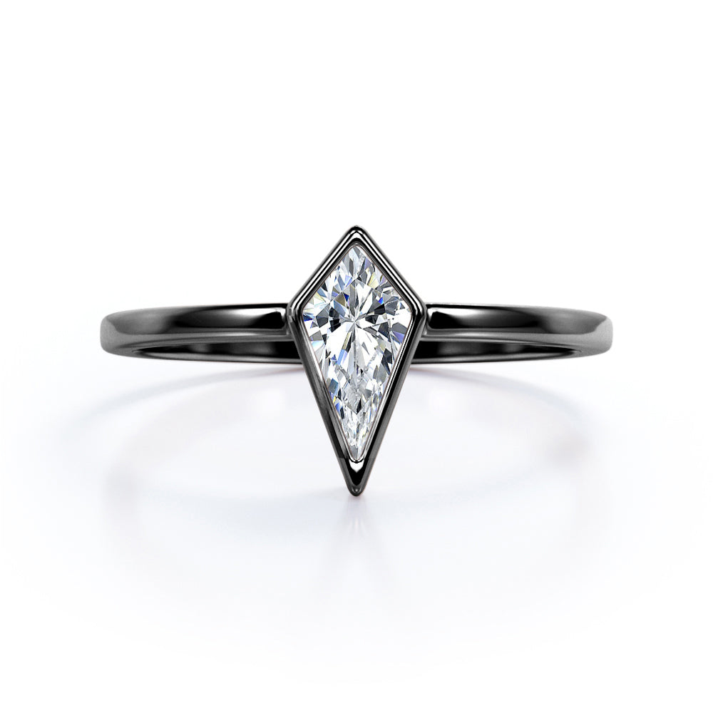 Vintage Bezel 1 carat Kite shaped Moissanite engagement ring in Rose gold