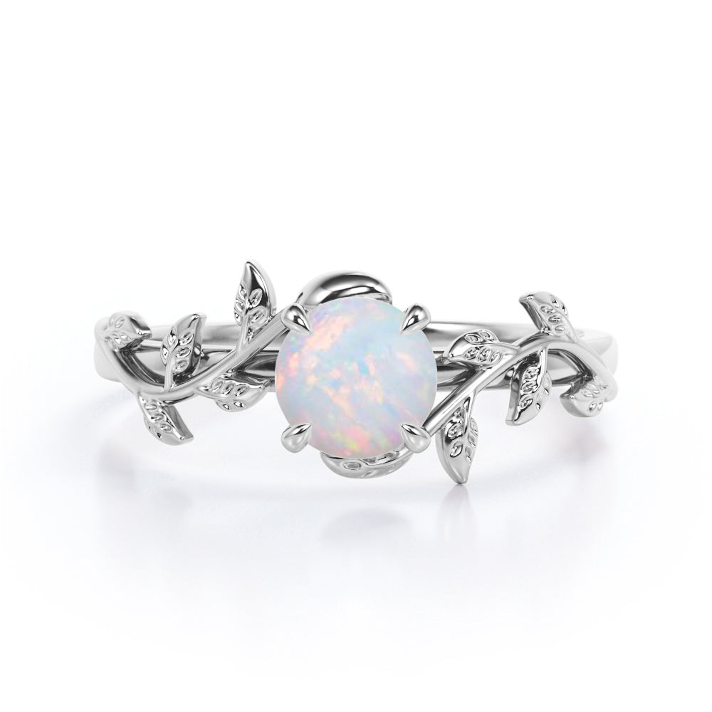 Classic nature inspired carat Round cut Australian Opal vine and