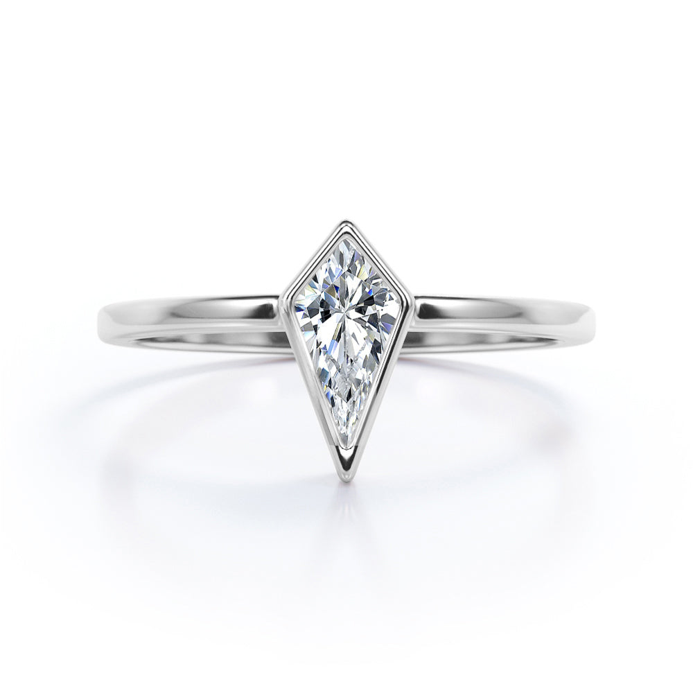 Vintage Bezel 1 carat Kite shaped Moissanite engagement ring in Rose gold