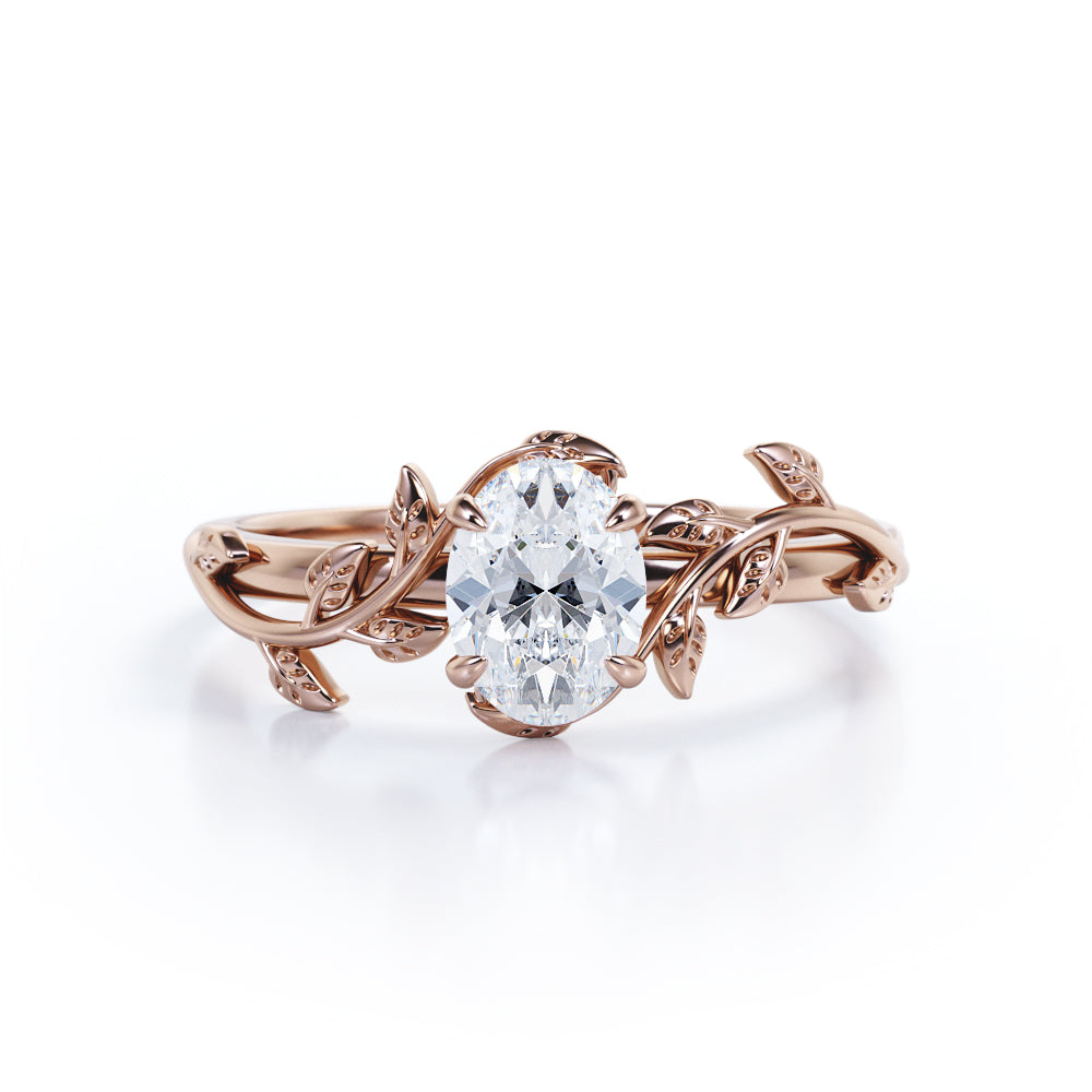 4 prong Solitaire 1 carat Oval cut butterfly style Moissanite Engagement ring for women in gold