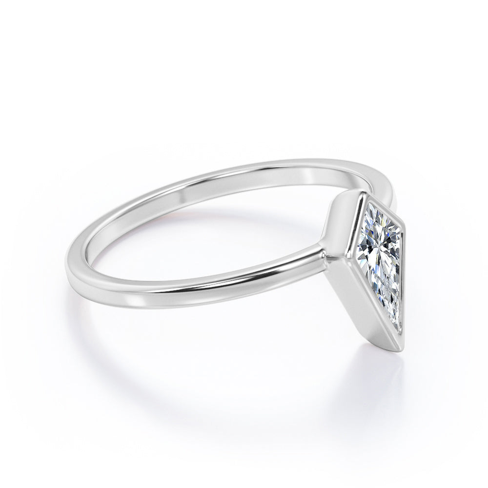Vintage Bezel 1 carat Kite shaped Moissanite engagement ring in Rose gold