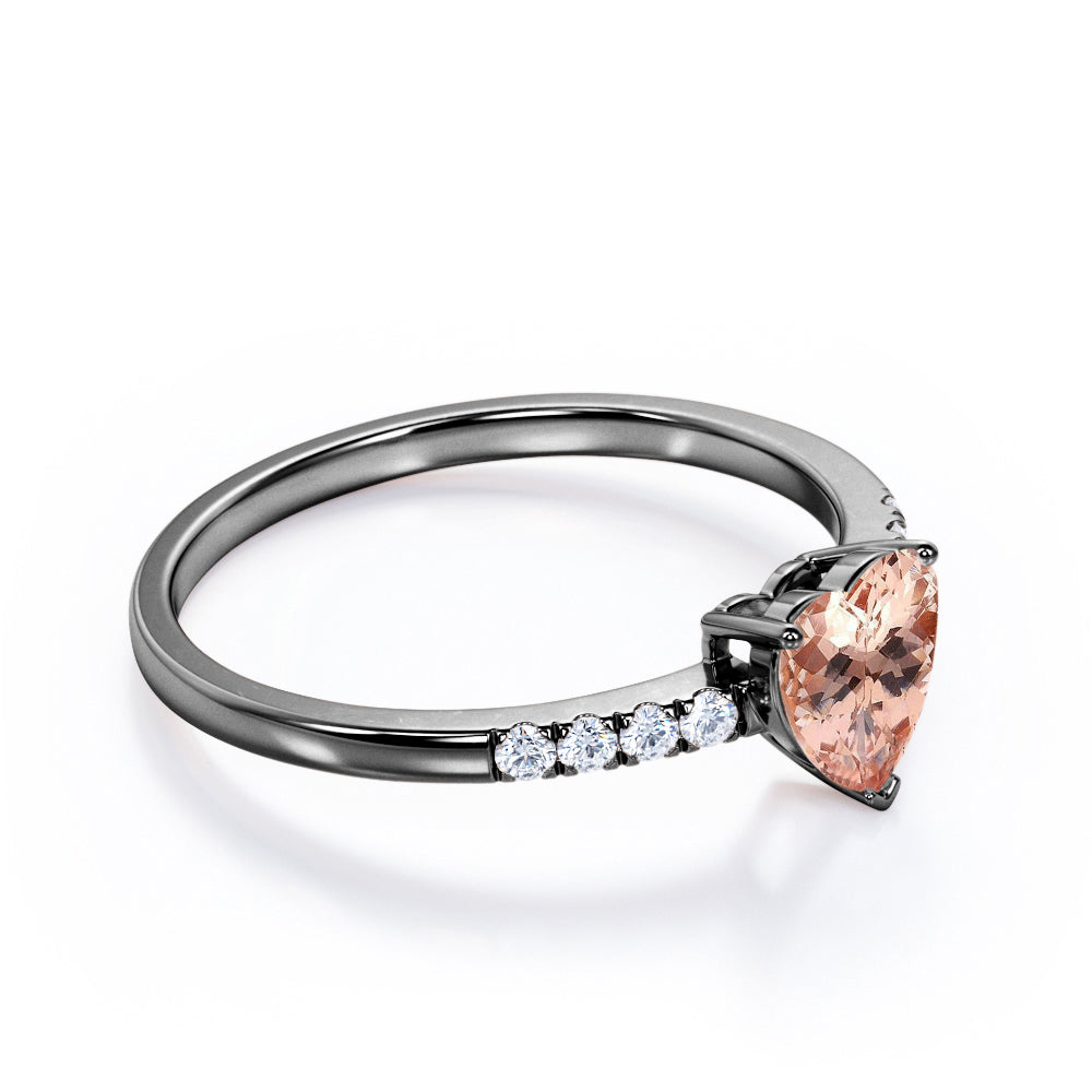 Romantic 1.25 carat Heart Shaped Morganite and diamond eternity engagement ring in Rose gold