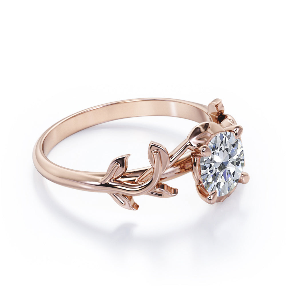 Solitaire 1 carat Round cut Moissanite prong style engagement ring yellow gold