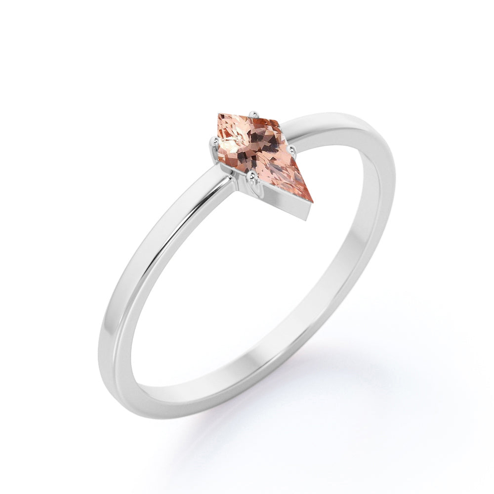 Simple Bezel design 1 carat Kite shaped Morganite solitaire anniversary ring for women in Rose gold