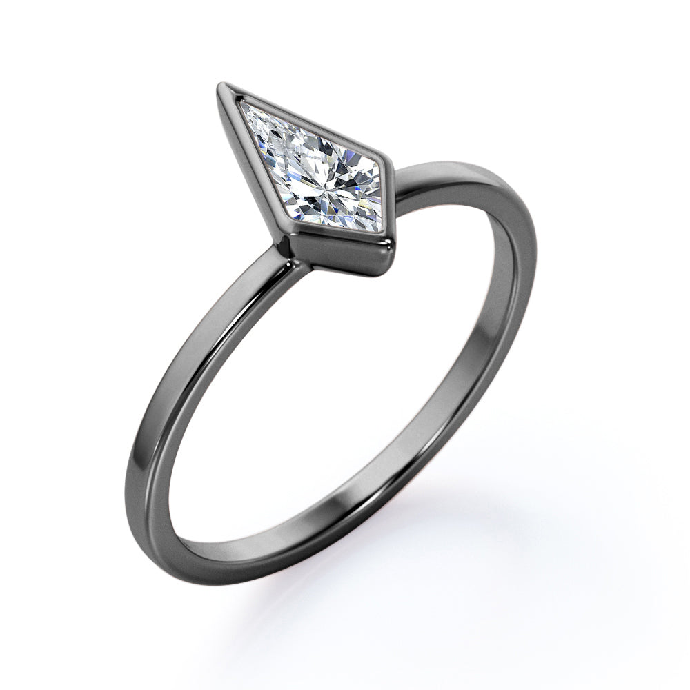 Vintage Bezel 1 carat Kite shaped Moissanite engagement ring in Rose gold