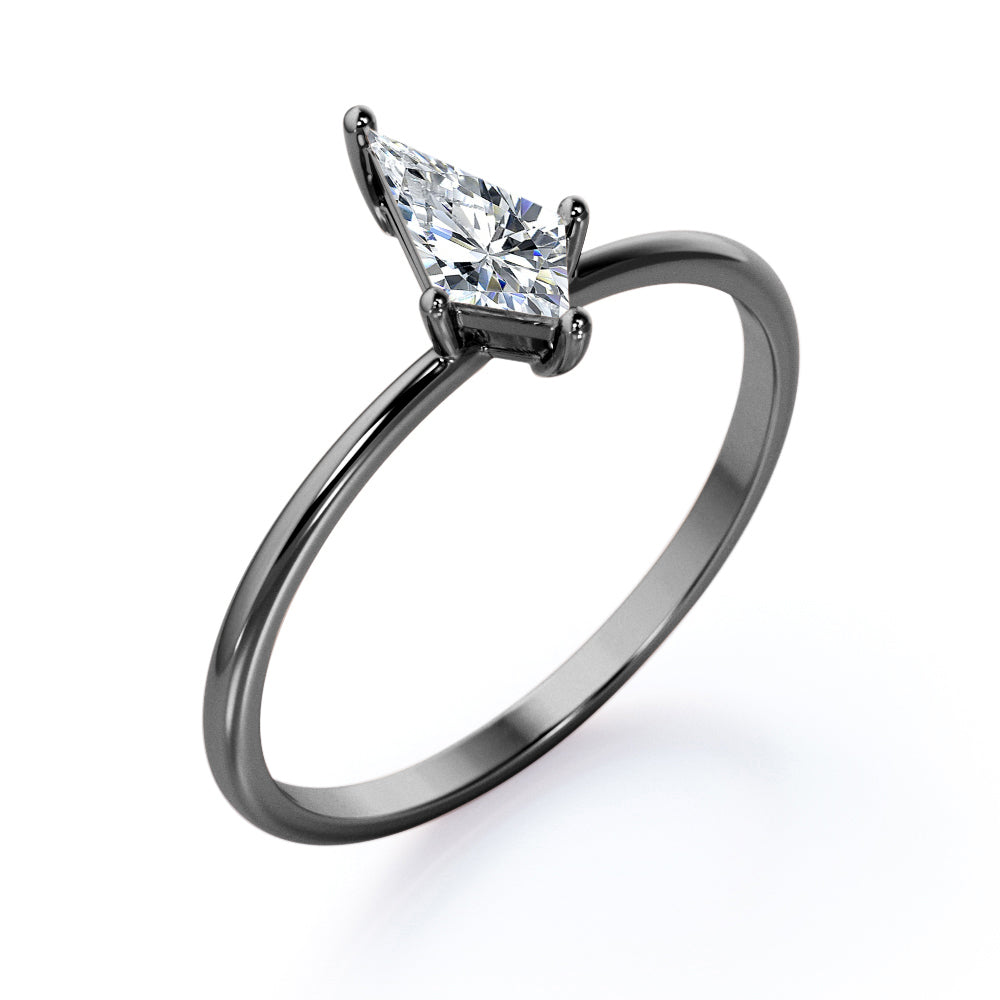 0.5 carat Dainty Kite shaped Moissanite solitaire engagement ring in White gold