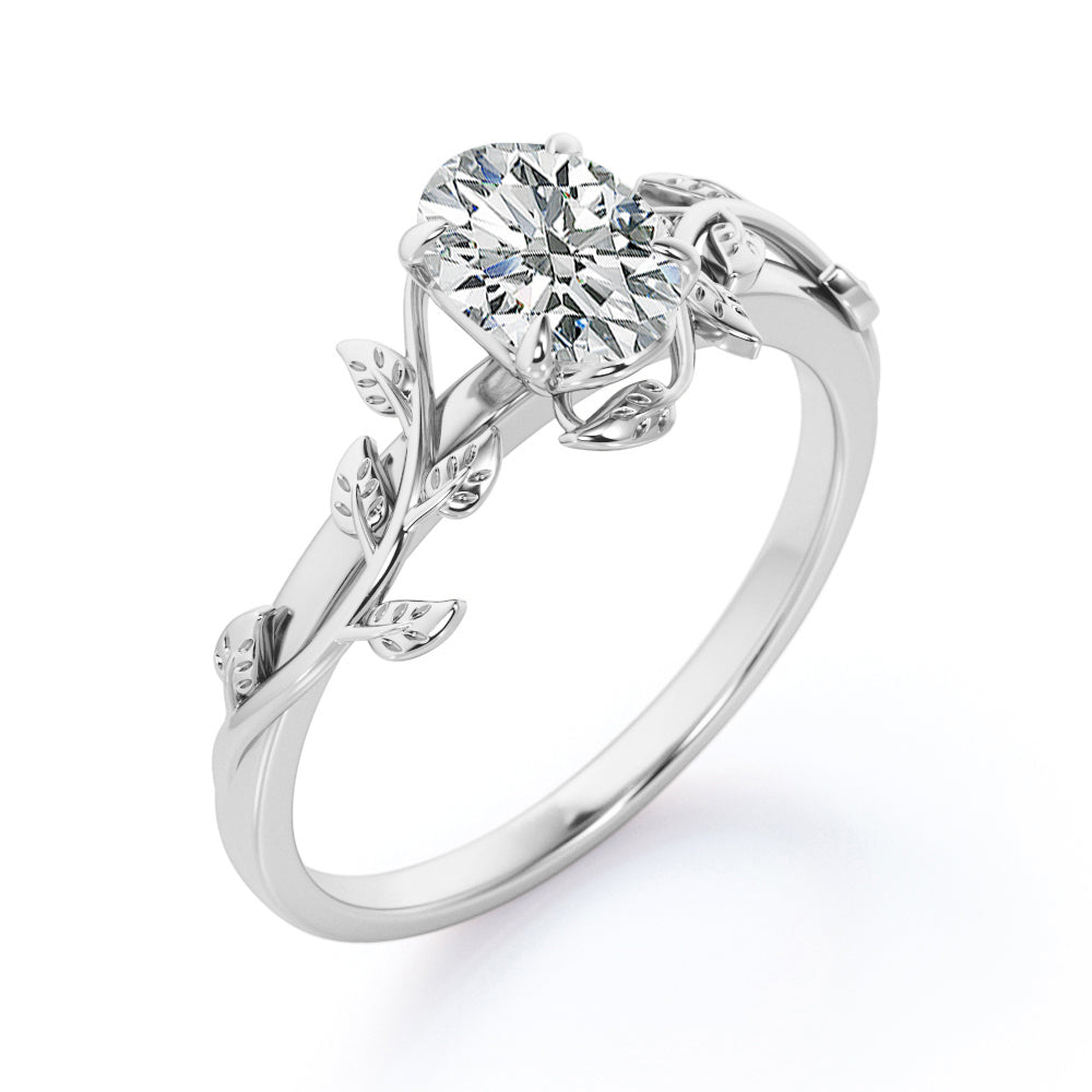 4 prong Solitaire 1 carat Oval cut butterfly style Moissanite Engagement ring for women in gold