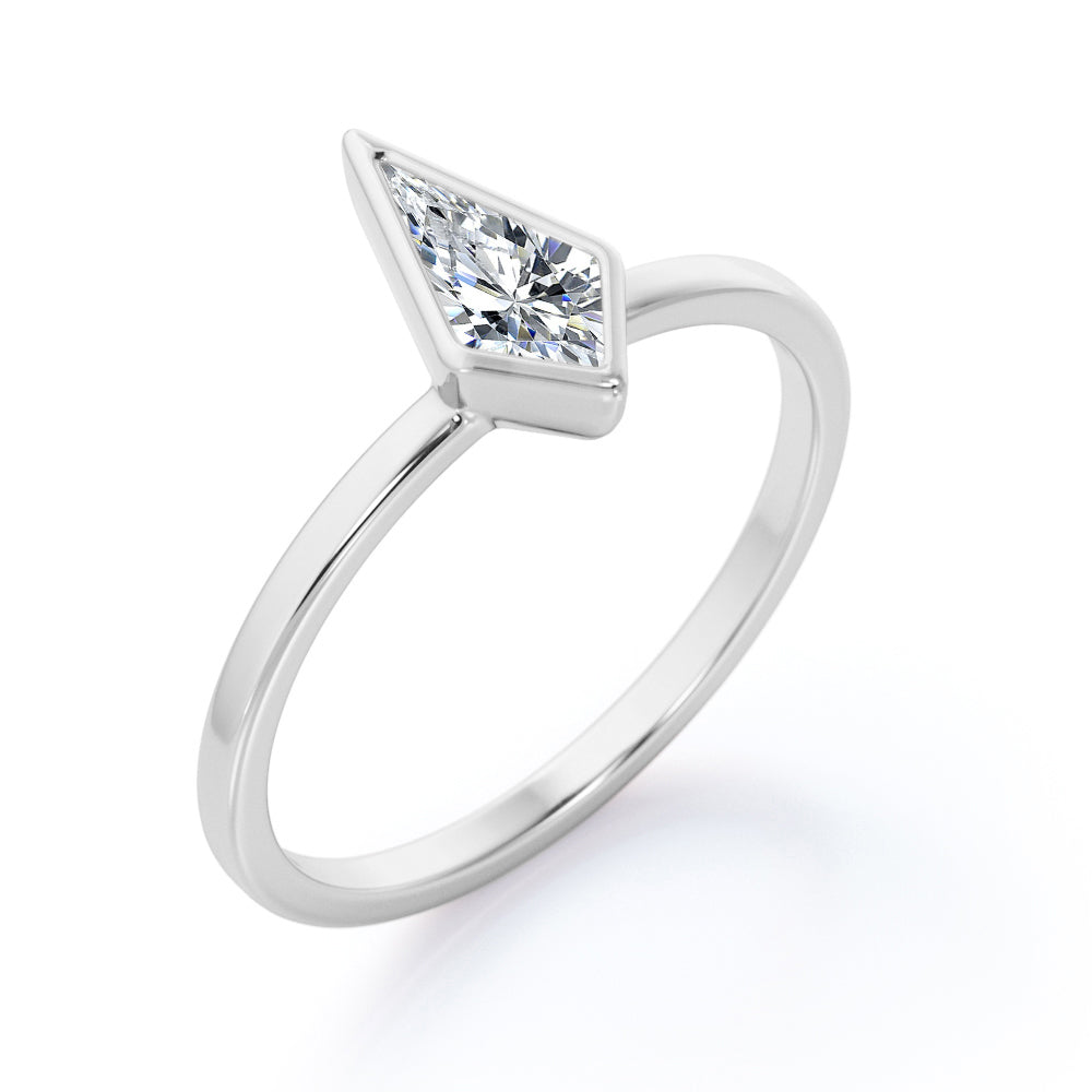 Vintage Bezel 1 carat Kite shaped Moissanite engagement ring in Rose gold
