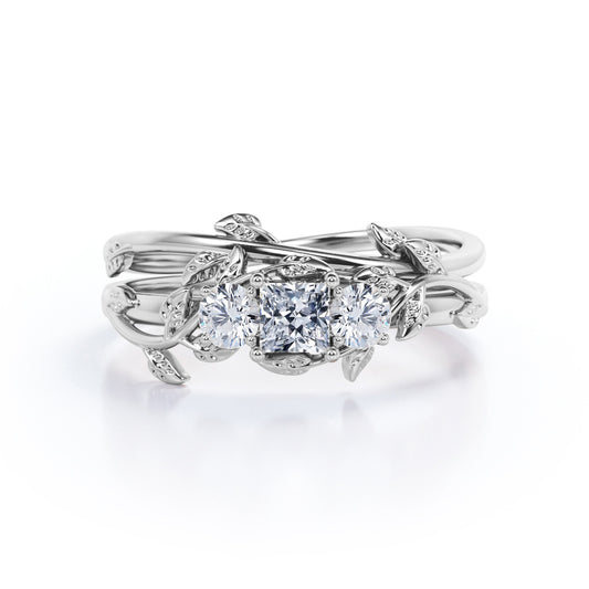 Trilogy Nature-inspired 0.49 carat Princess cut Diamond Engagement ring - Forest ring in Gold