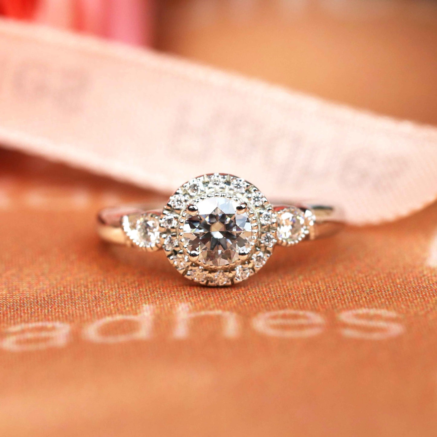 1.2 carat Round cut vintage halo Moissanite Engagement Ring in Gold