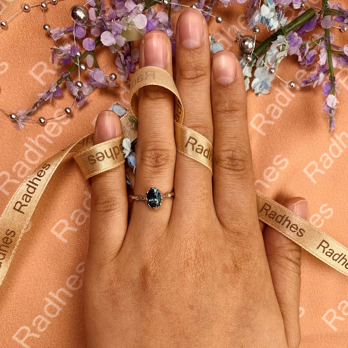 Unique 1.1 carat Oval Shaped Alexandrite and Diamond Halo Scalloped Engagement Ring in White Gold