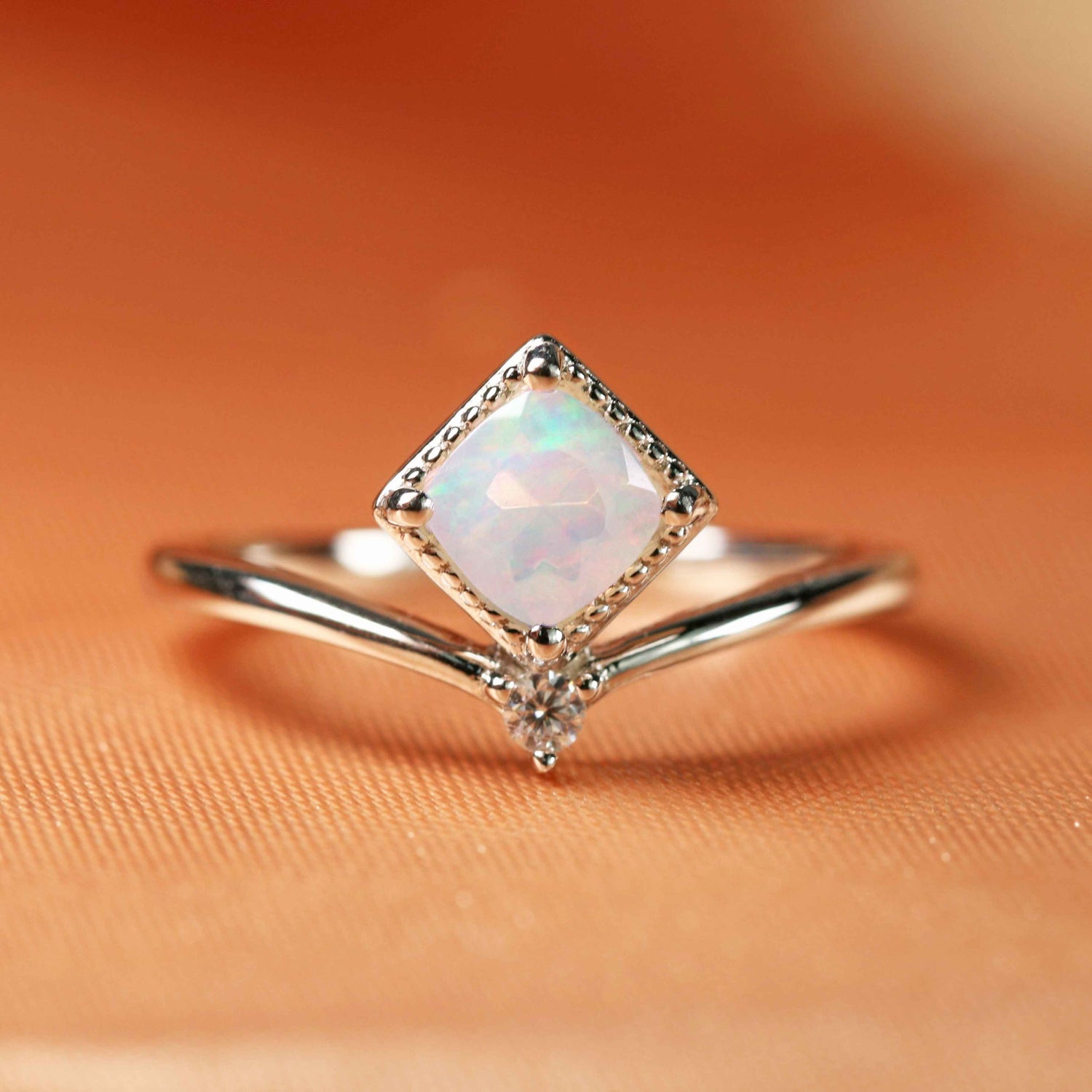 Princess cut opal ring deals