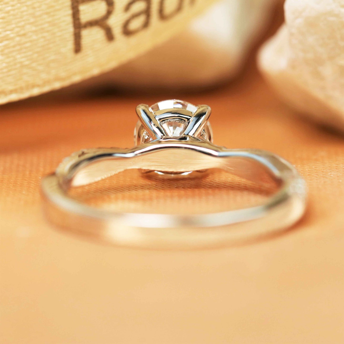 Infinity 1.25 carat Round cut Moissanite Engagement Ring in Gold