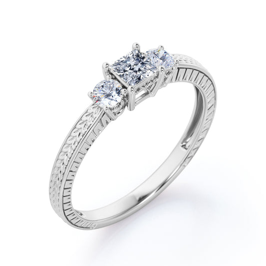 Trilogy Basket set 0.49 carat Princess cut Diamond Engagement ring for women in Gold