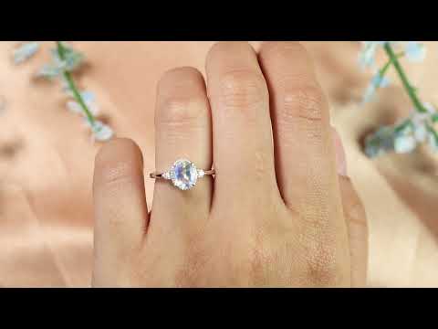 Moonstone Engagement Ring, Flower Engagement Ring, Moonstone Flower Ring,  Unique Engagement Ring, White Gold Moonstone Ring, 2072 - Etsy